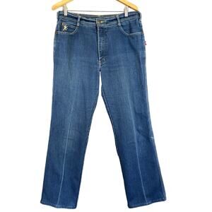 Vtg Braxton Jeans Womens 36 Blue Distressed Stretch Denim Straight Hemmed 28"